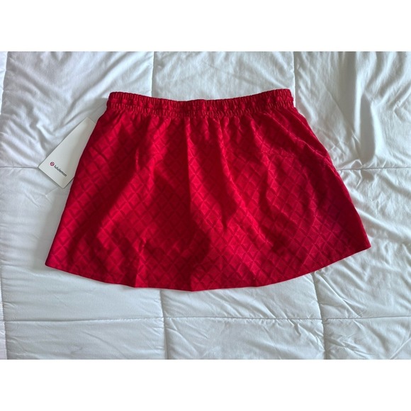 New Lululemon Textured Mesh High-Rise Tennis Skirt Red Size Medium Skort Golf - Picture 7 of 13